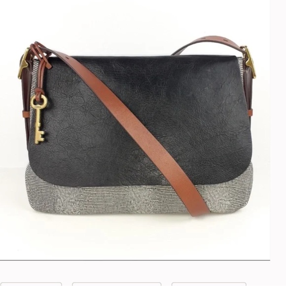 Fossil Bags Fossil Harper Large Leather Flap Crossbody Mixed Media